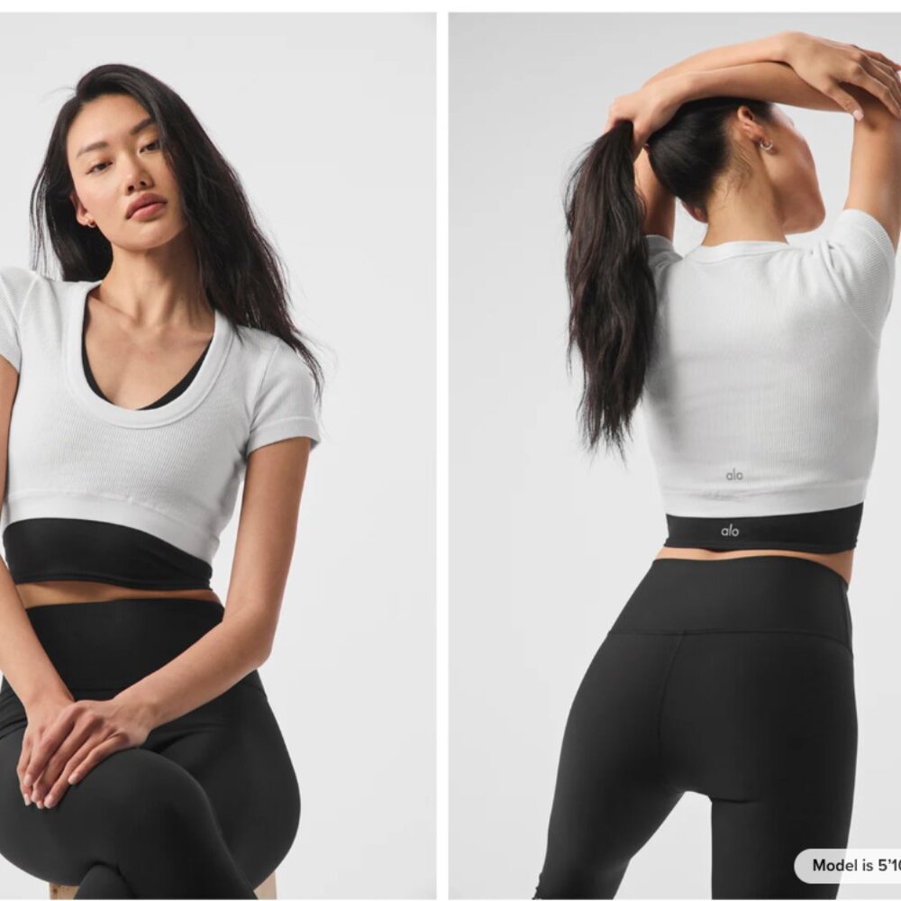 ALO Seamless Ribbed Cropped Serene Short Sleeve